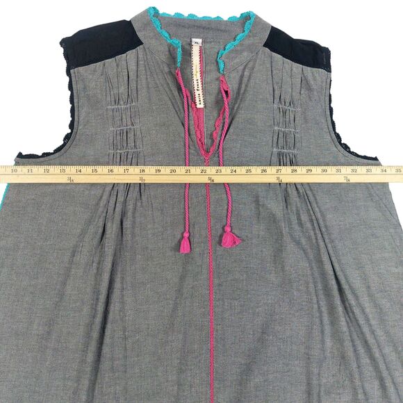 Anthropologie Gray Dress with Pink and Yellow Accents - Picture 5 of 12